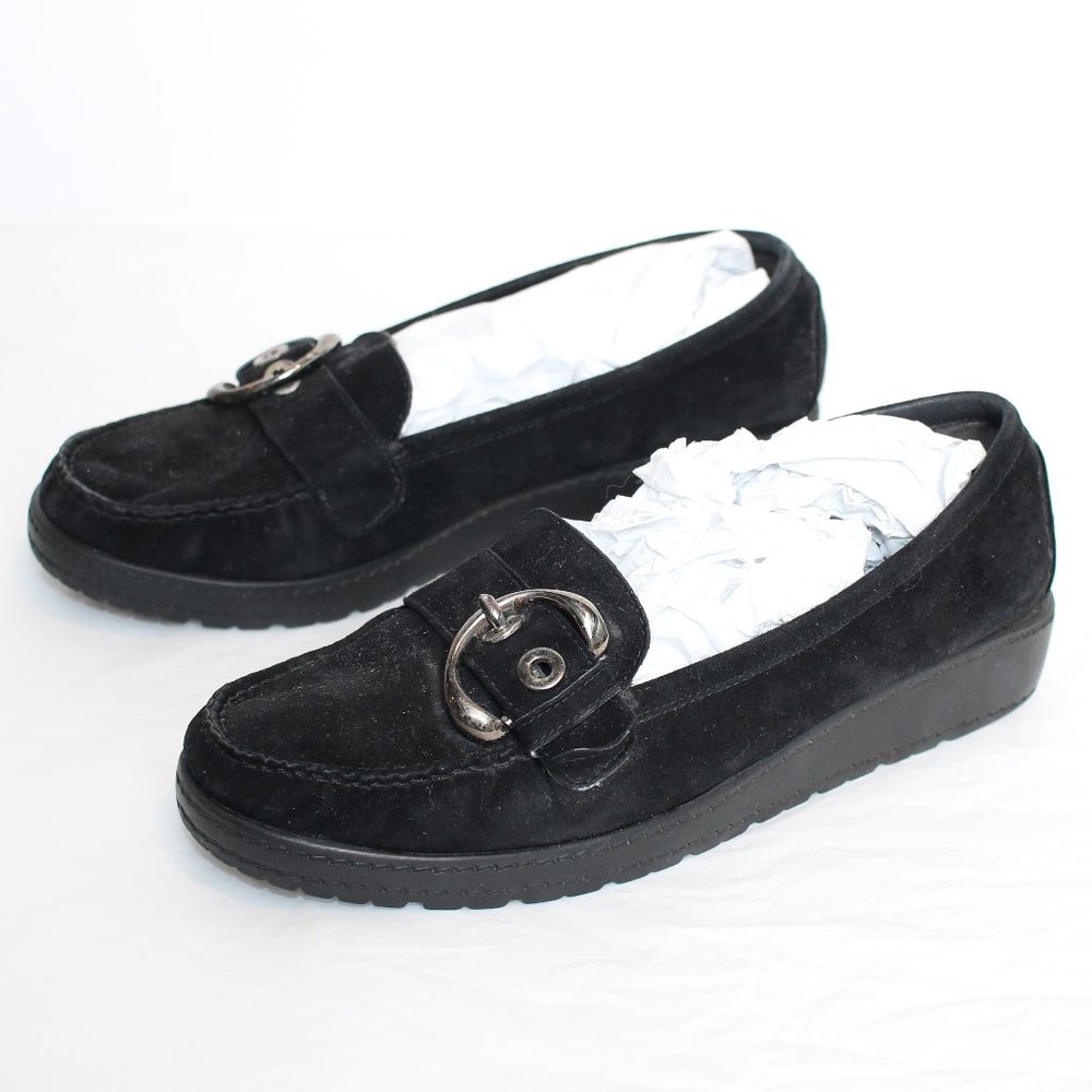 Stuart Weitzman Black Slip-On Loafer Moccasins
